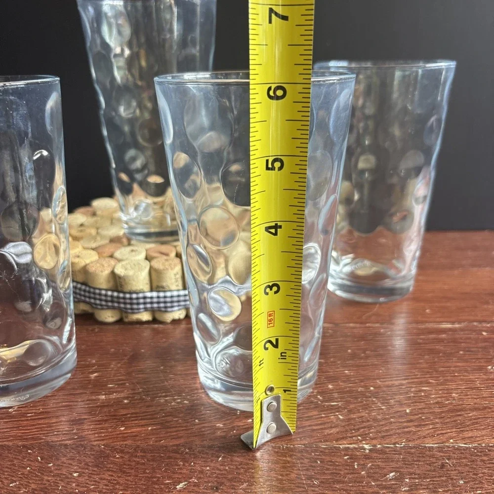 Pasabahce Art Of Glass Coin Dot Set‎ 4 Old Fashioned Highball Glasses 6